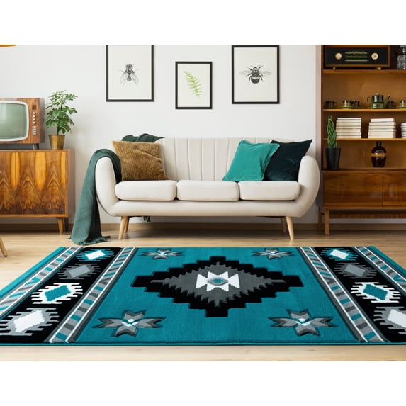 United Weavers Drachma Volos Southwestern Geometric Area Rug, Turquoise, 7'10" x 7'10"