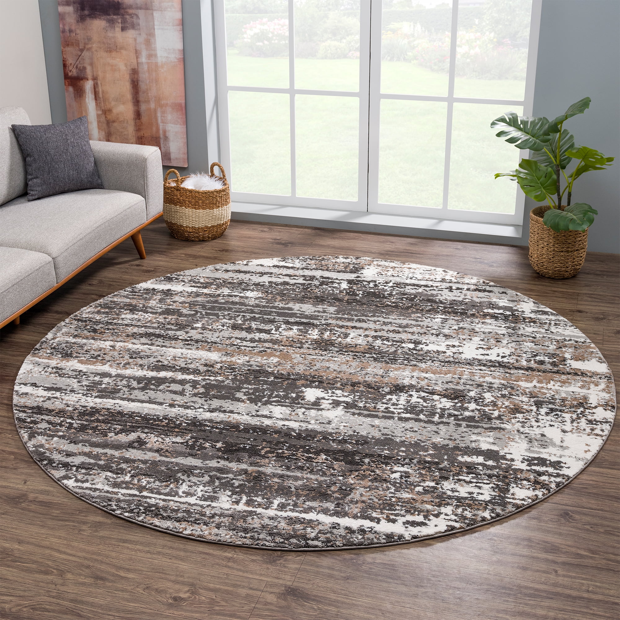 United Weavers Edinson Enzo Modern Abstract Area Rug, Grey, 7'11" x 7'11"
