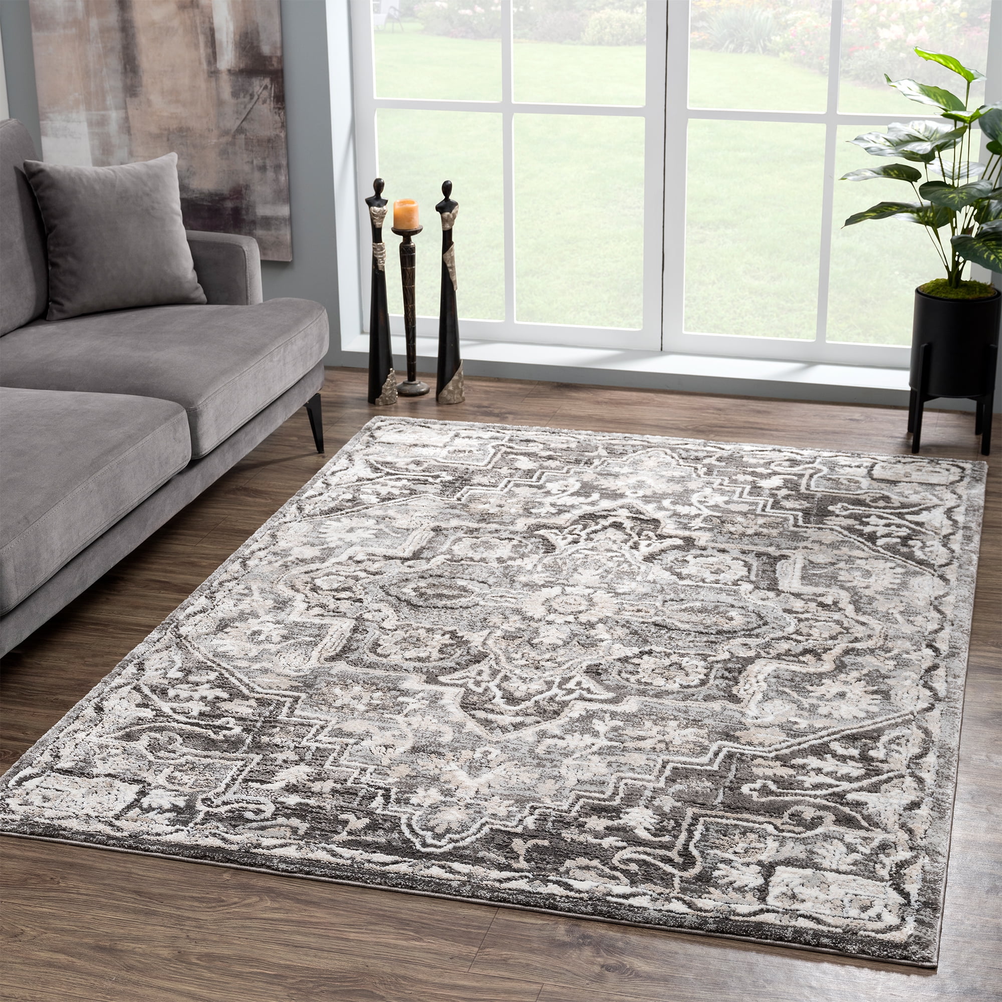 United Weavers Edinson Estrella Transitional Medallion Accent Rug, Grey, 1'10" x 3'