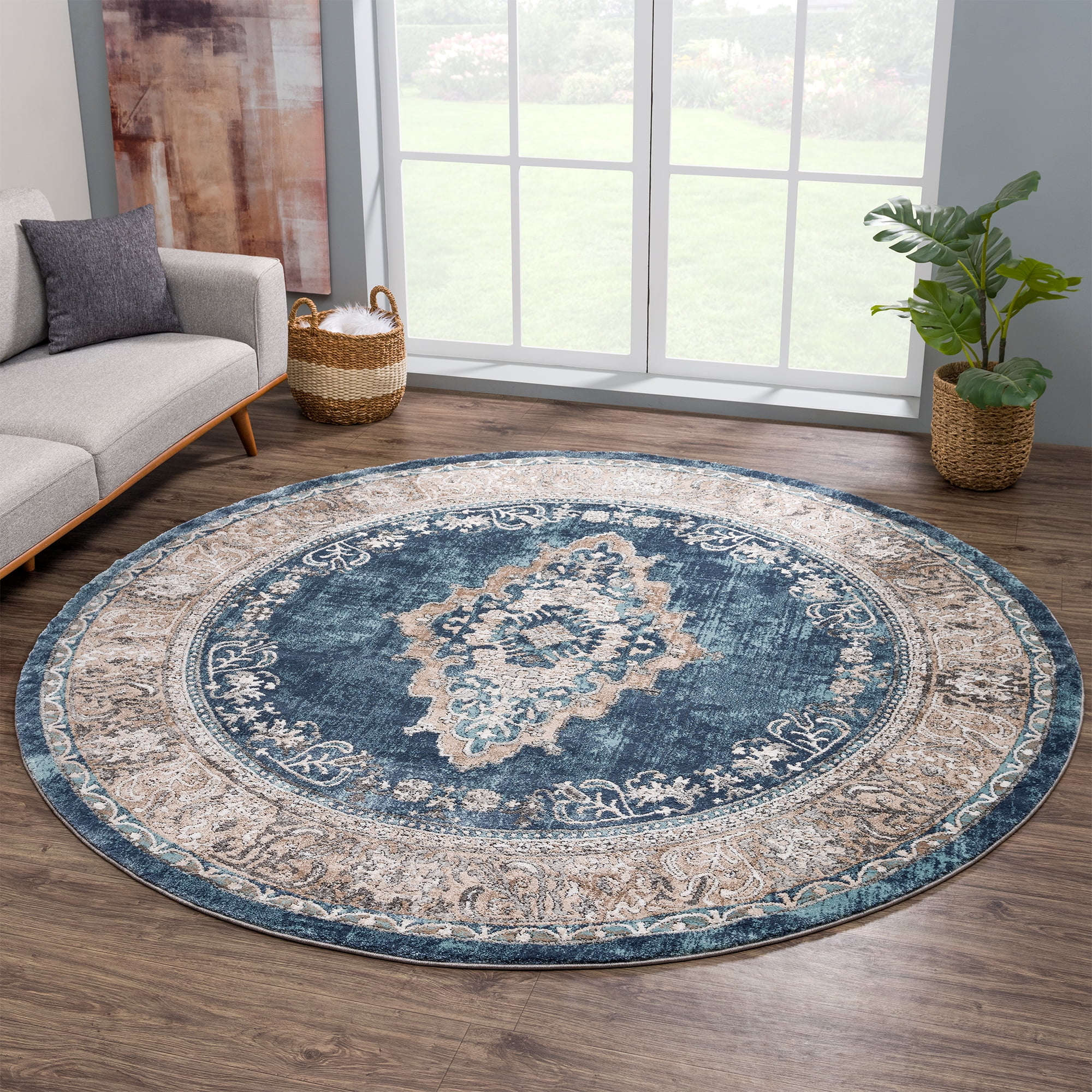 United Weavers Edinson Jisun Transitional Border Area Rug, Blue, 7'11" x 7'11"
