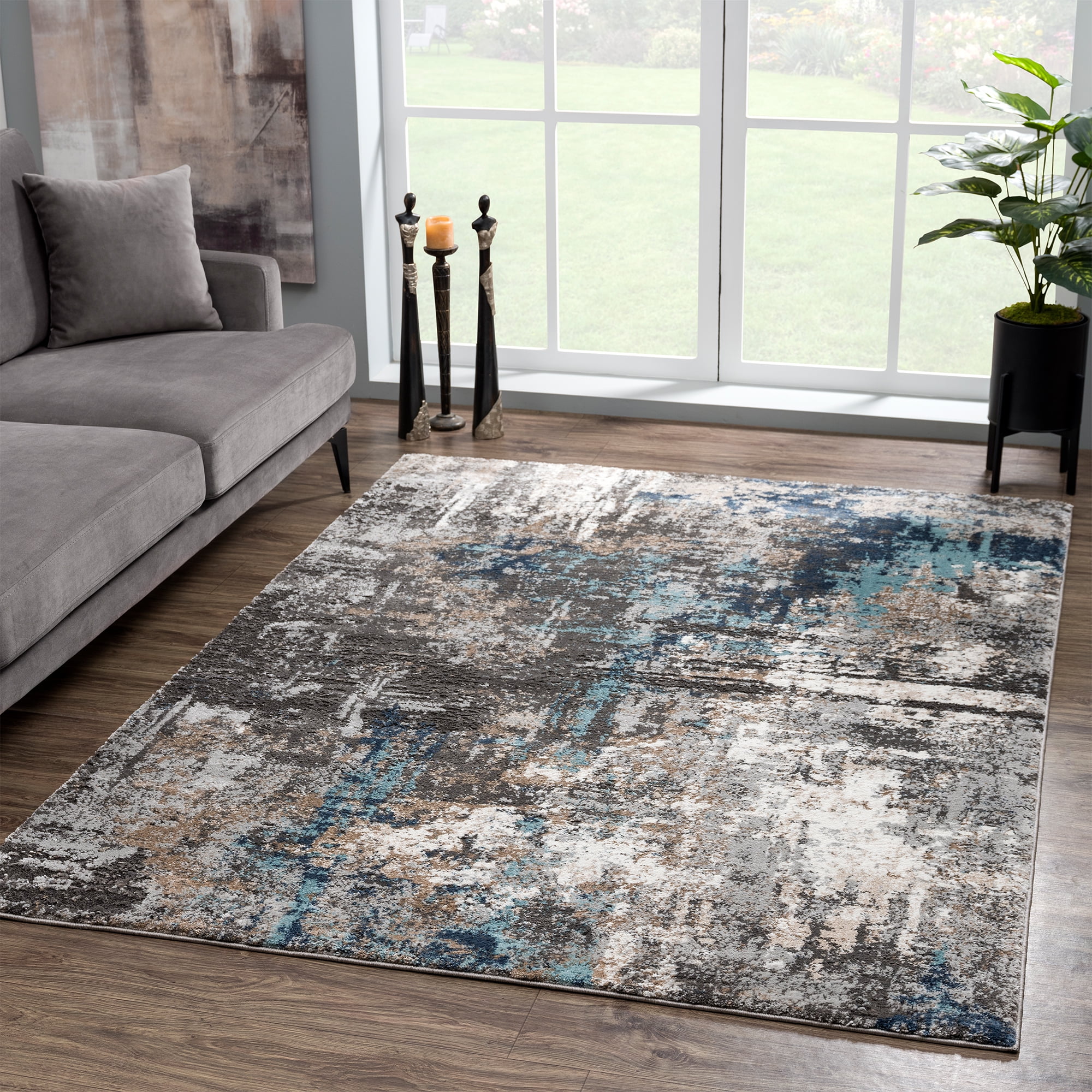 United Weavers Edinson Kendy Modern Abstract Accent Rug, Blue, 1'10" x 3'