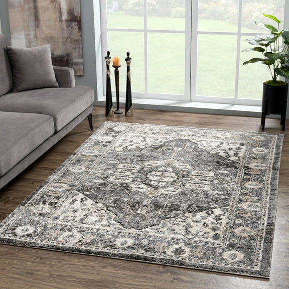 United Weavers Edinson Marlon Transitional Border Accent Rug, Grey, 1'10" x 3'