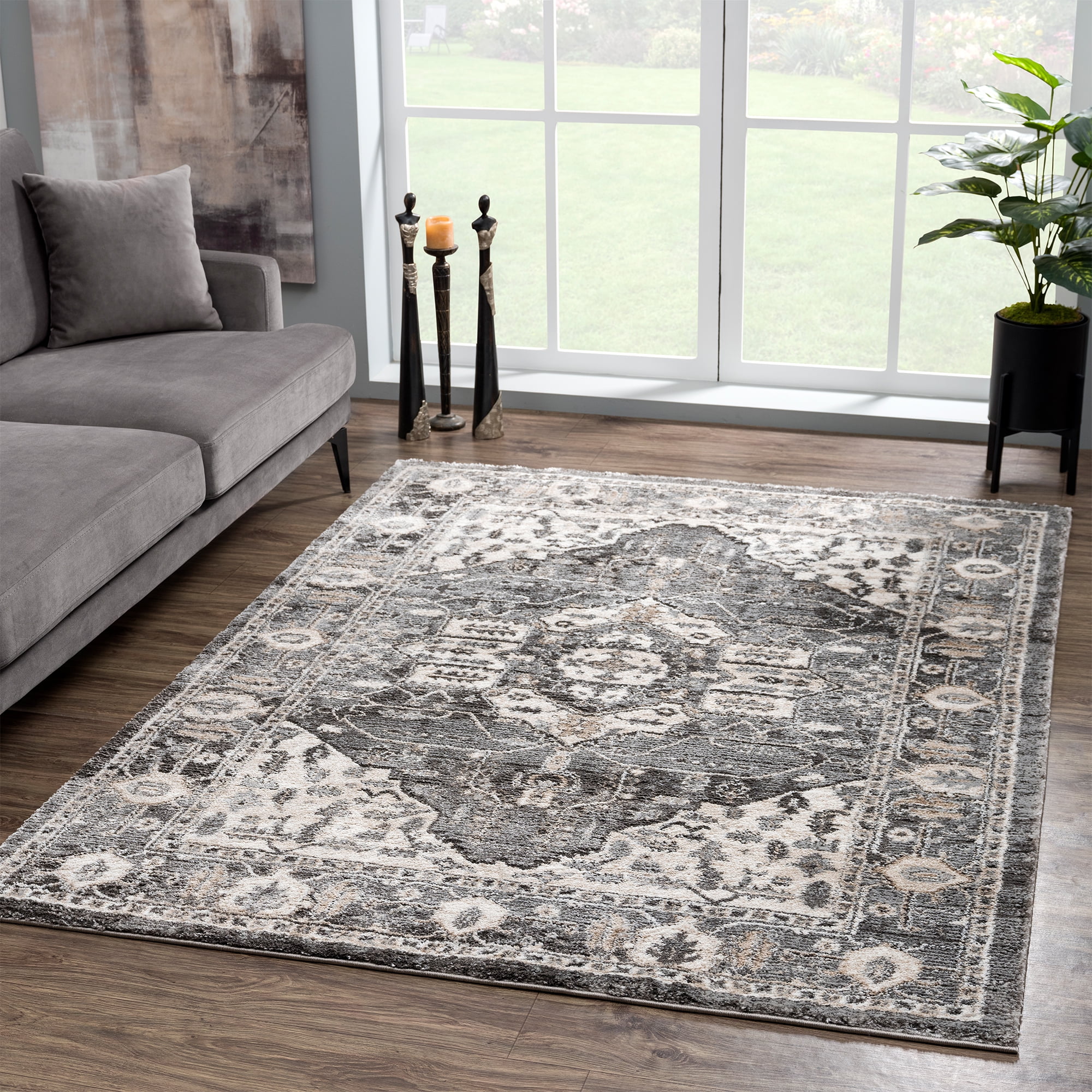 United Weavers Edinson Marlon Transitional Border Area Rug, Grey, 2'7" x 4'2"
