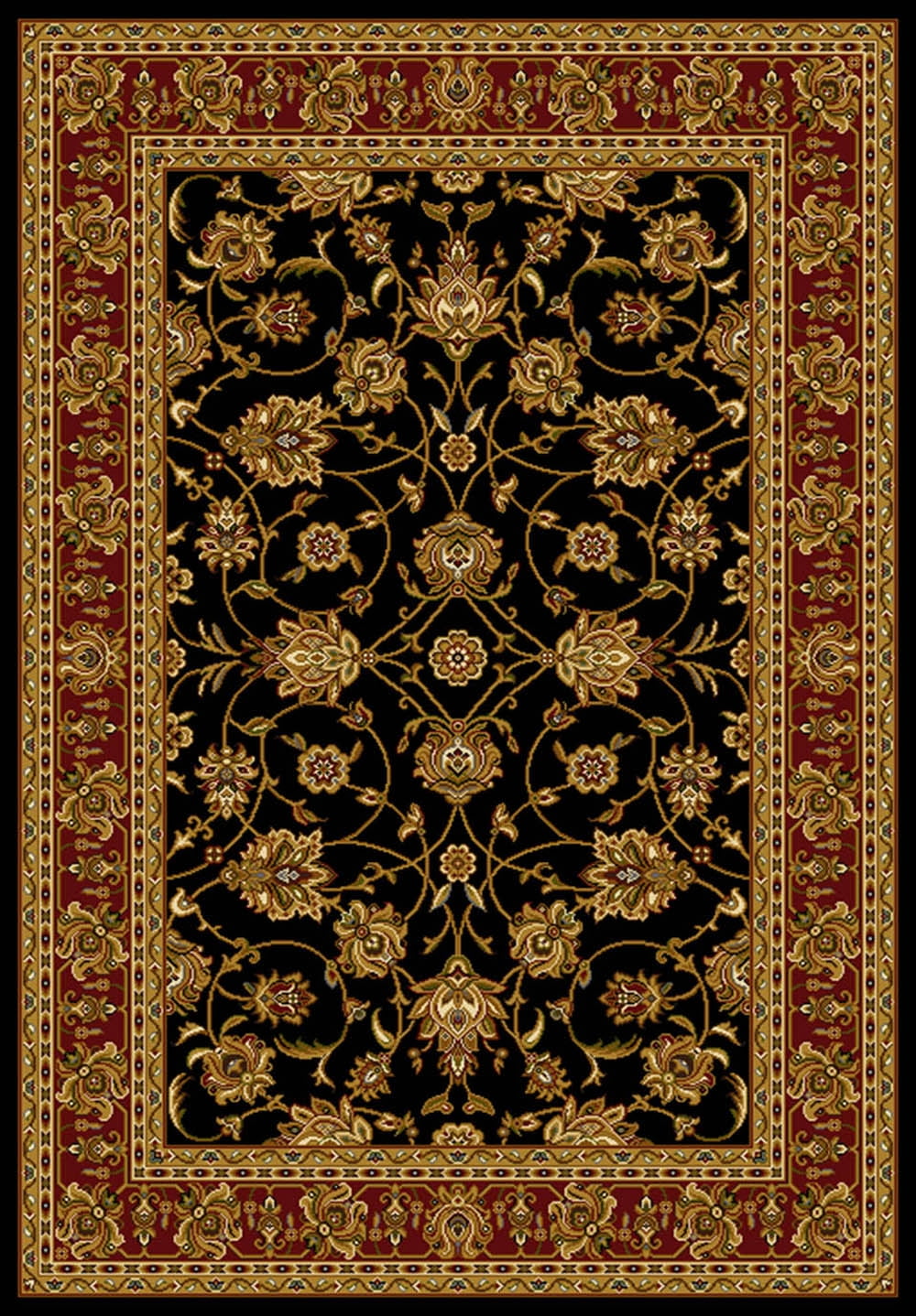 Affinity Black and Gold Oriental Synthetic 8' x 10' Rug