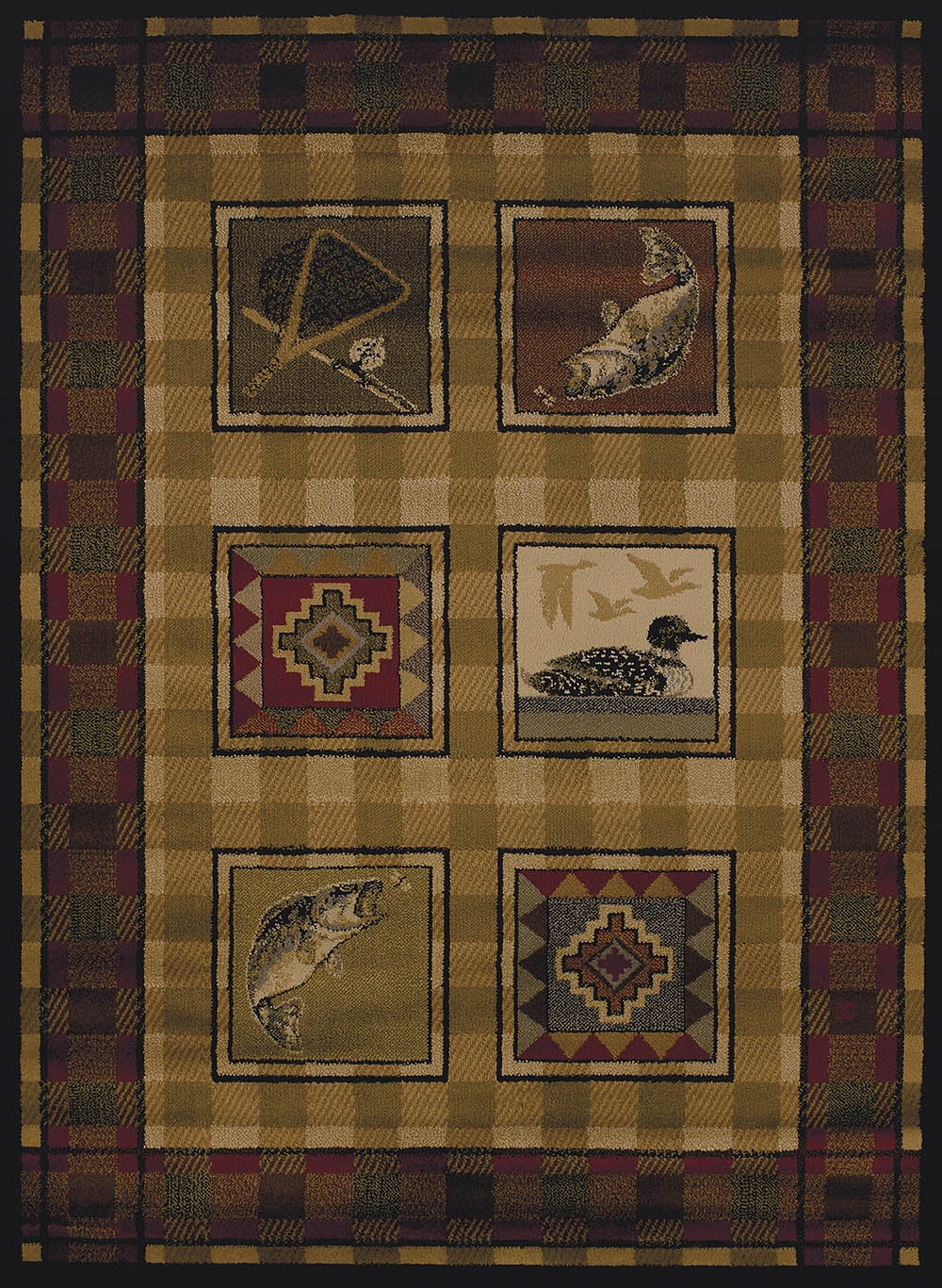 United Weavers Essence Lodge Border Multi Woven Polypropylene Area Rug