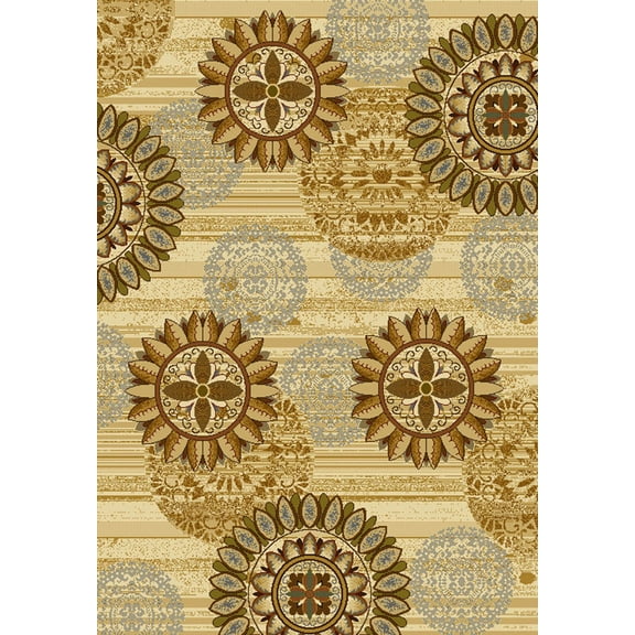 United Weavers Essence Medallion Ivory Woven Polypropylene Runner Rug, 1'10" x 7'2"