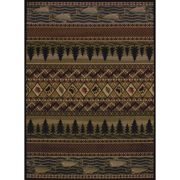 United Weavers Essence Mountain Pine Lodge Multi Woven Polypropylene Runner Rug, 1'10" x 7'2"