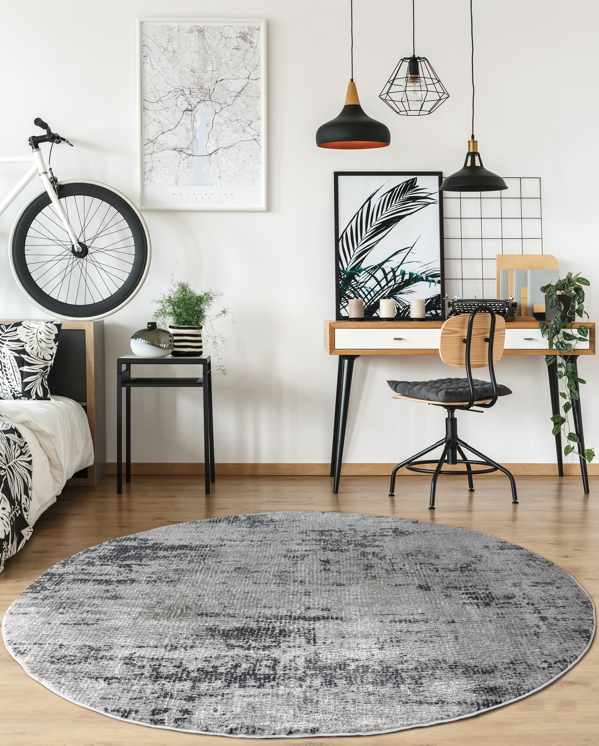 United Weavers Evolution Erebus Transitional Abstract Round Area Rug, Grey, 7'10" x 7'10"