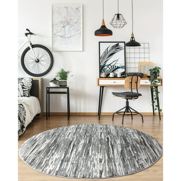 United Weavers Evolution Imperium Contemporary Abstract Round Area Rug, Cream, 7'10" x 7'10"