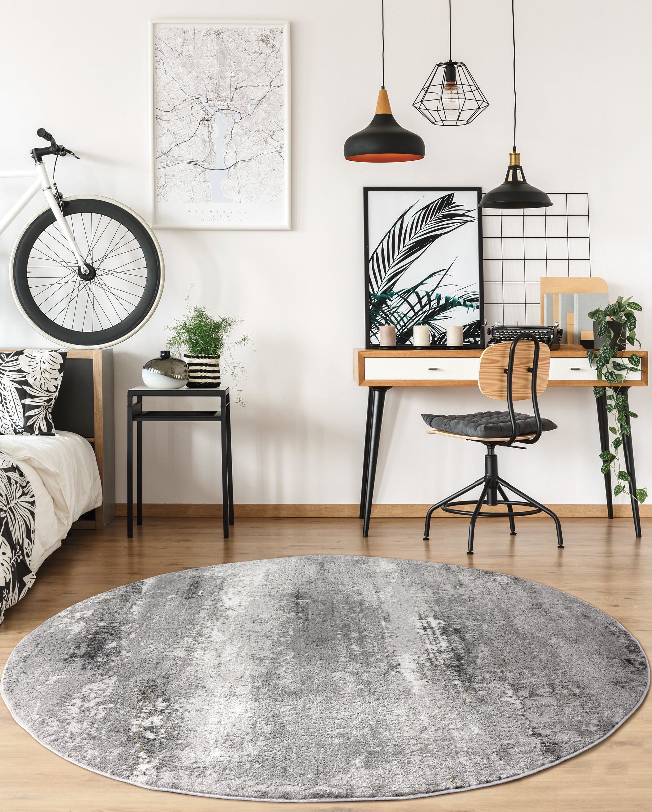 United Weavers Evolution Siren Contemporary Abstract Round Area Rug, Cream, 7'10" x 7'10"