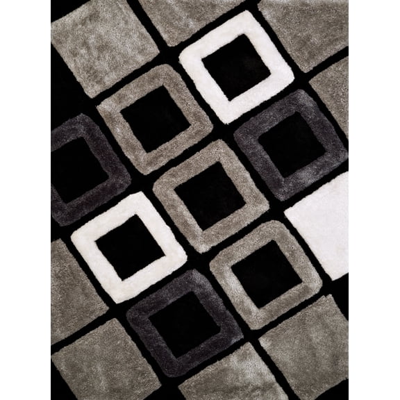 United Weavers Finesse Area Rug 2100 21070 Plush Black Bricks Blocks 1' 10" x 3' Rectangle
