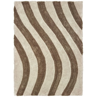 United Weavers Finesse Shag Area Rug 2100 21626 Streamer Beige Waves Lines 1' 10" x 3' Rectangle