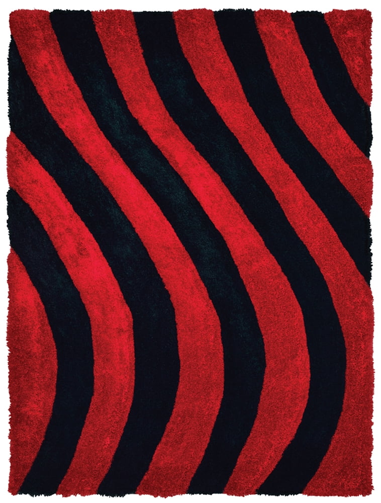 United Weavers Finesse Shag Area Rug 2100 21630 Streamer Red Rows Waves ...