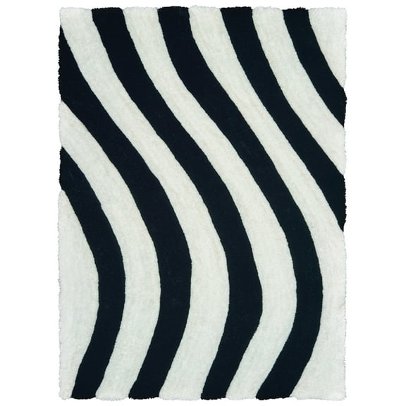 United Weavers Finesse Shag Area Rug 2100 21670 Streamer Black Lines Banded 1' 10" x 3' Rectangle