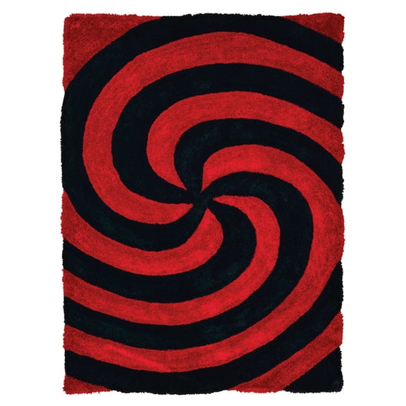 United Weavers Finesse Shag Area Rug 2100 21730 Pinnacle Red Curves Swirls 5' 3" x 7' 2" Rectangle