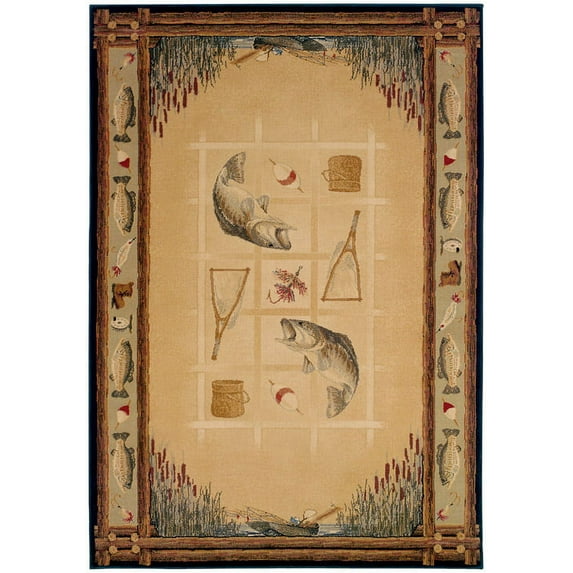 United Weavers Genesis Area Rug 130-41117 Lakeside Natural Fishing Wildlife