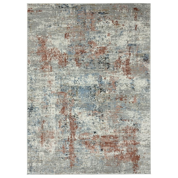 United Weavers Hyperion Calypso Transitional Abstract Round Area Rug, Crimson, 7'10" x 7'10"