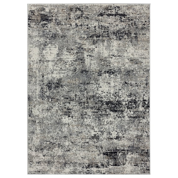 United Weavers Hyperion Enceladus Transitional Abstract Round Area Rug, Charcoal, 7'10" x 7'10"