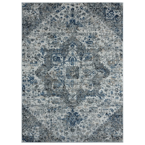 United Weavers Hyperion Sauron Transitional/Traditional Medallion Area Rug, Beige, 12'6" x 15'