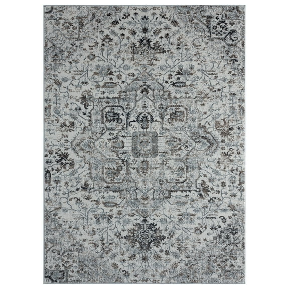 United Weavers Hyperion Sauron Transitional/Traditional Medallion Round Area Rug, Wheat, 7'10" x 7'10"