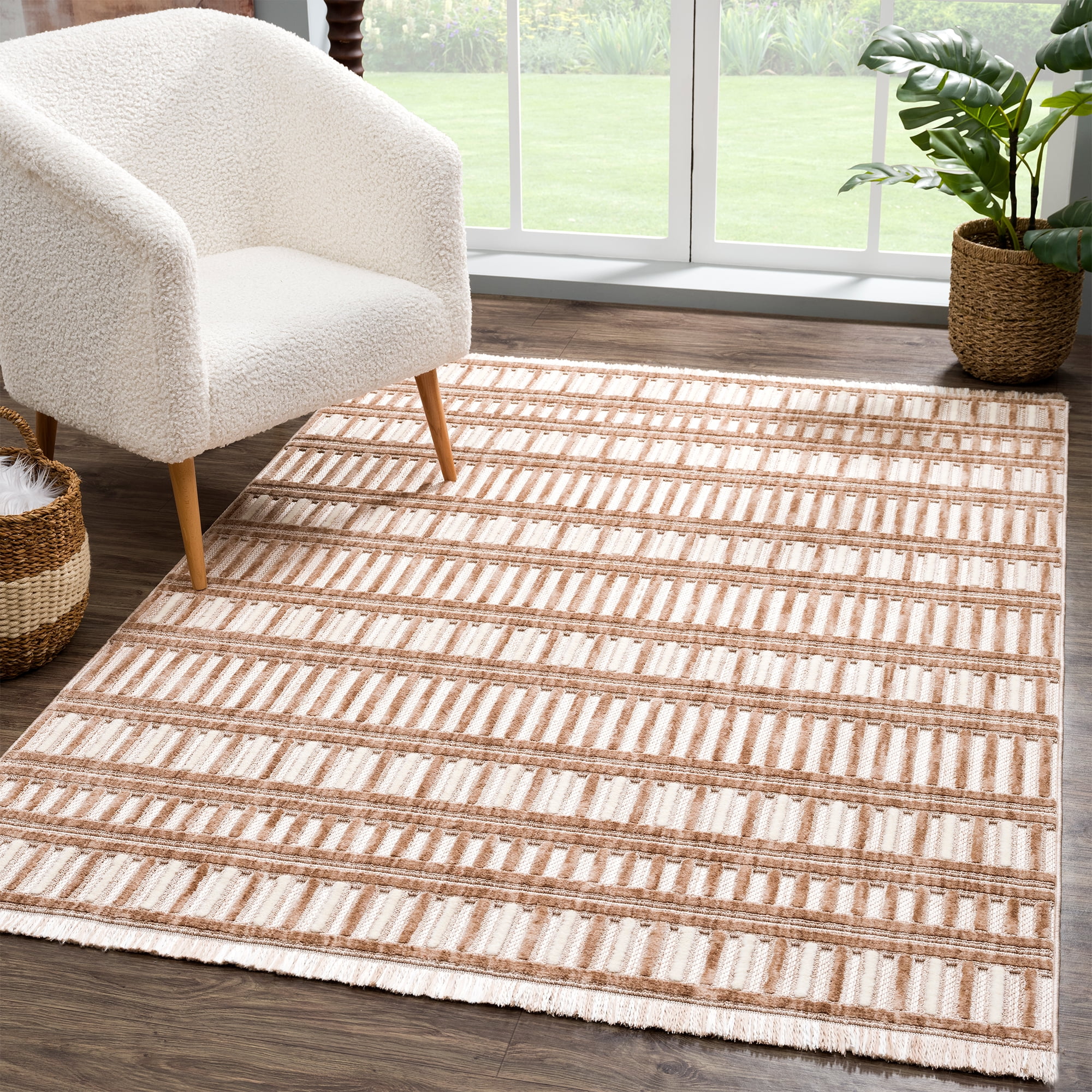 United Weavers Keya Naaz Modern Geometric Area Rug, Brown, 5'3" x 7'2"