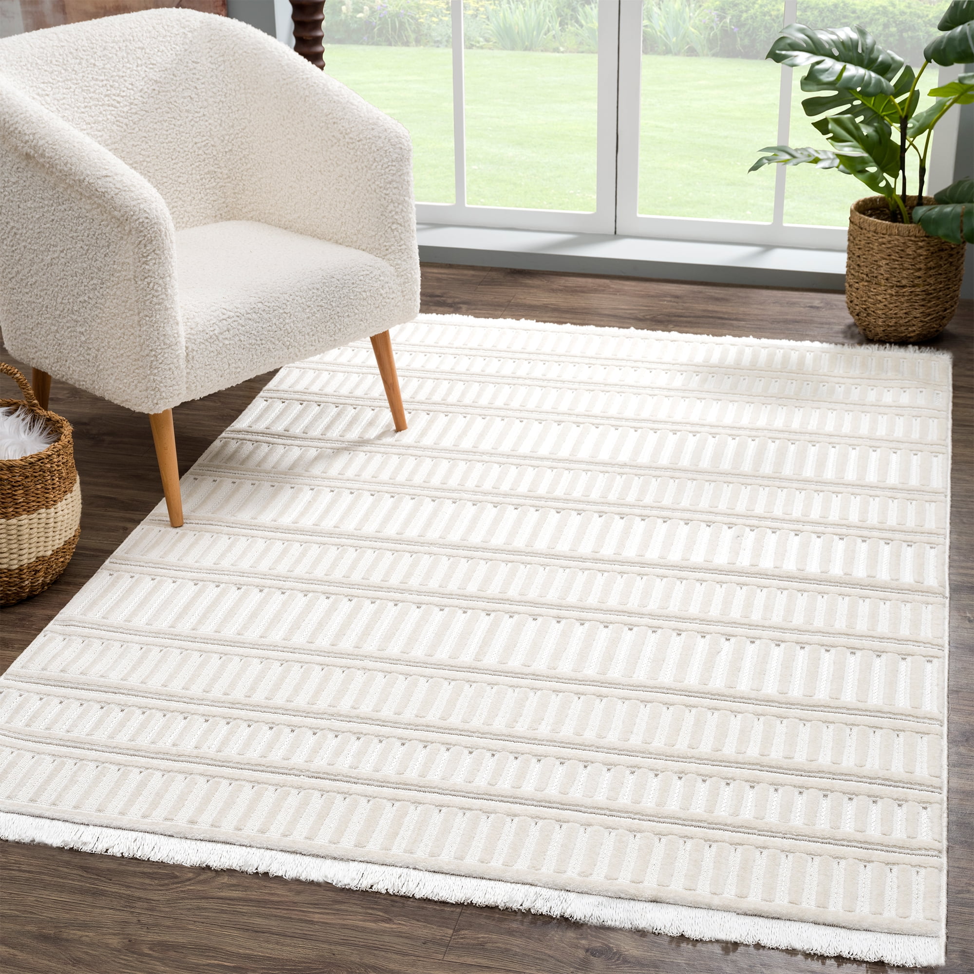 United Weavers Keya Naaz Modern Geometric Area Rug, White, 7'10" x 10'6"