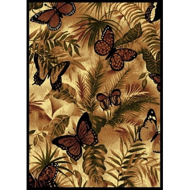 United Weavers Legends Area Rug 910-01330 Butterfly Jungle Black 5' 3" x 7' 2" Rectangle