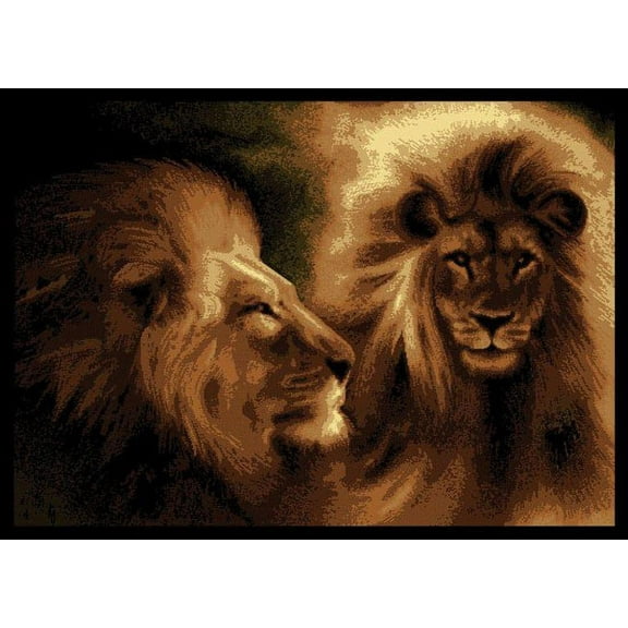 United Weavers Legends Area Rug 910-02250 Lion Profile Black Lion Animals 5' 3" x 7' 2" Rectangle