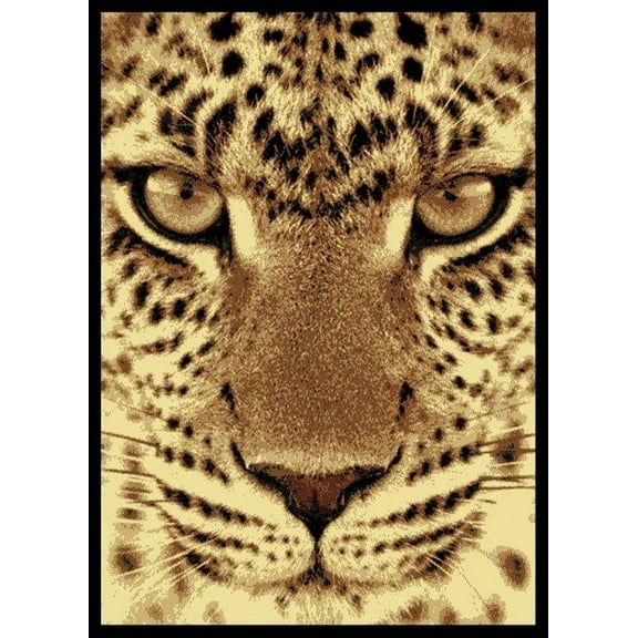 United Weavers Legends Area Rug 910-02750 Leopard Face Black Leopard Cheetah 5' 3" x 7' 2" Rectangle