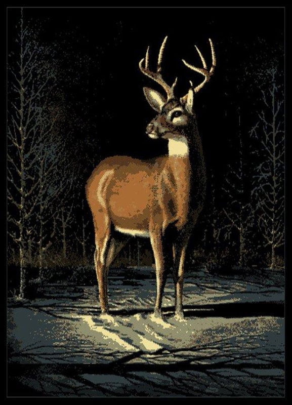 United Weavers Legends Area Rug 910-03060 Winterbuck Black Deer