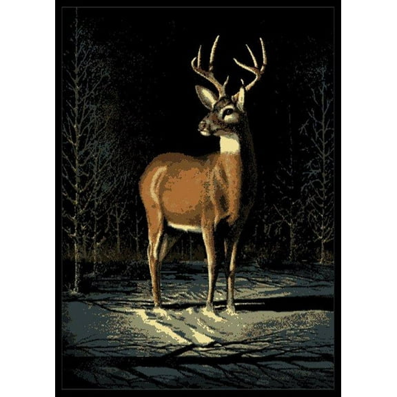United Weavers Legends Area Rug 910-03060 Winterbuck Black Deer Buck 5' 3" x 7' 2" Rectangle