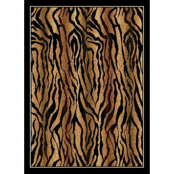 United Weavers Legends Area Rug 910-05750 Safari Skin Black Africa Tiger 5' 3" x 7' 2" Rectangle
