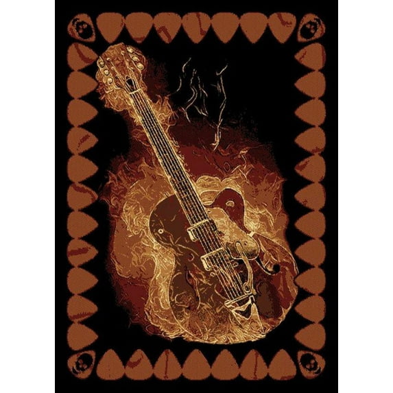 United Weavers Elements Flaming Guitar Woven Polypropylene Area Rug, Multi, 5'3" x 7'2"