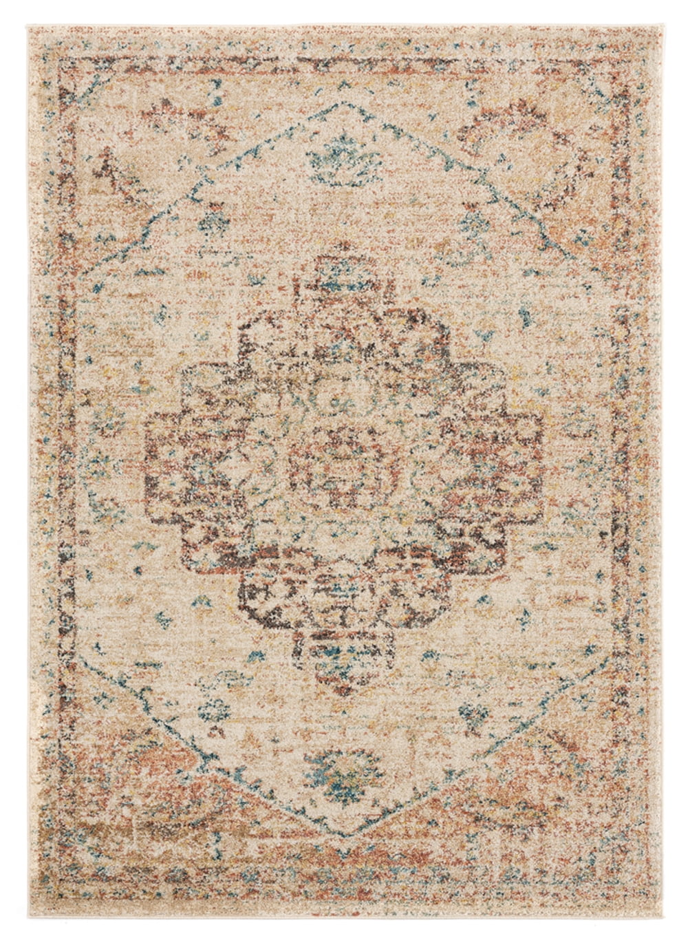 Bone and Ivory Synthetic Rectangular Tufted Area Rug, 2' x 3'