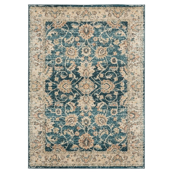 United Weavers Marrakesh Area Rug 3801 30262 Bey Cerulean Bordered Scrolls 1' 10" x 3' Rectangle