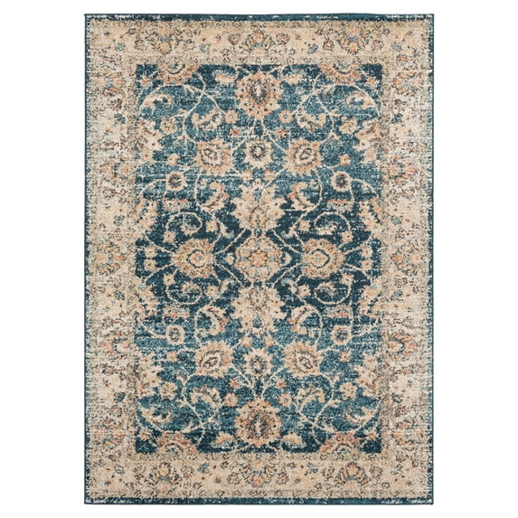 United Weavers Marrakesh Area Rug 3801 30262 Bey Cerulean Bordered Scrolls 2' 7" x 7' 2" Rectangle