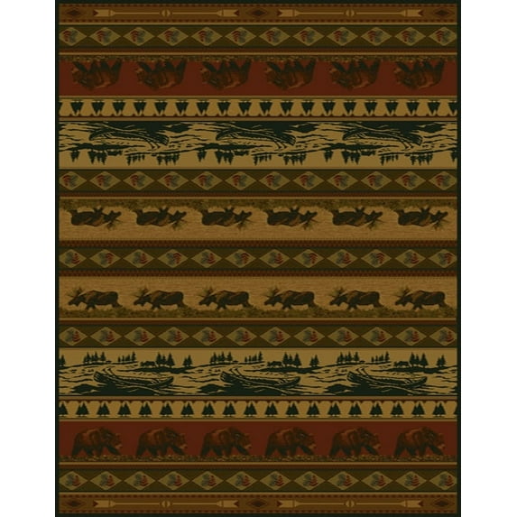 United Weavers Marshfield Genesis Area Rug 133-10843 Kodiak Island Lodge Moose Floral