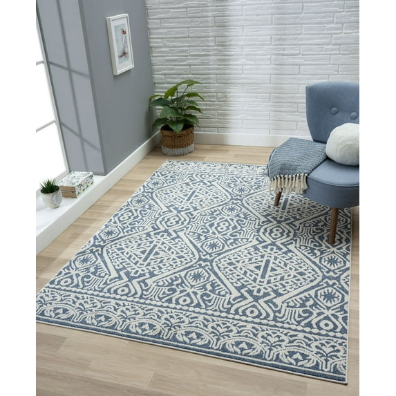 United Weavers Milana Kimia Transitional Geomtric Runner Rug, Blue, 2'7" x 7'2"
