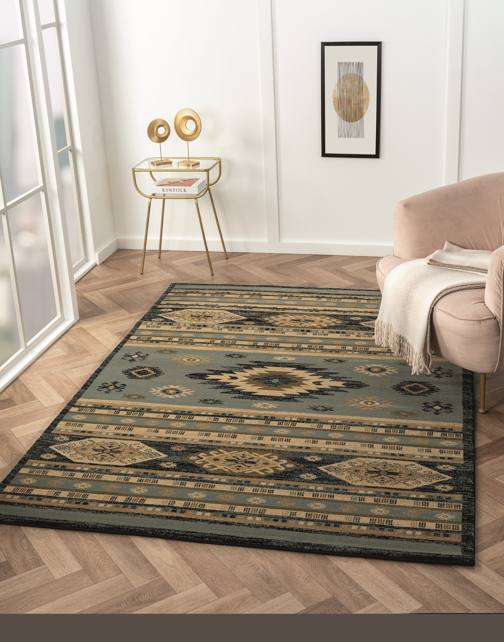 United Weavers Plateau Mason Southwestern Plaid Accent Rug, Blue, 1'10" x 3'