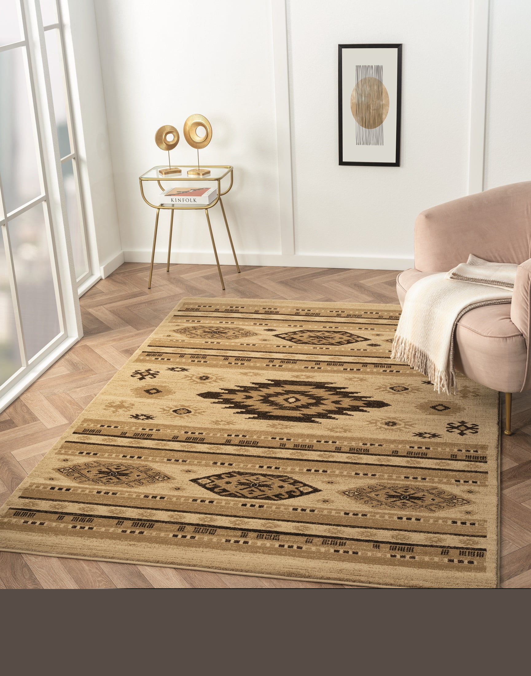 United Weavers Plateau Mason Southwestern Plaid Accent Rug, Cream, 1'10" x 3'