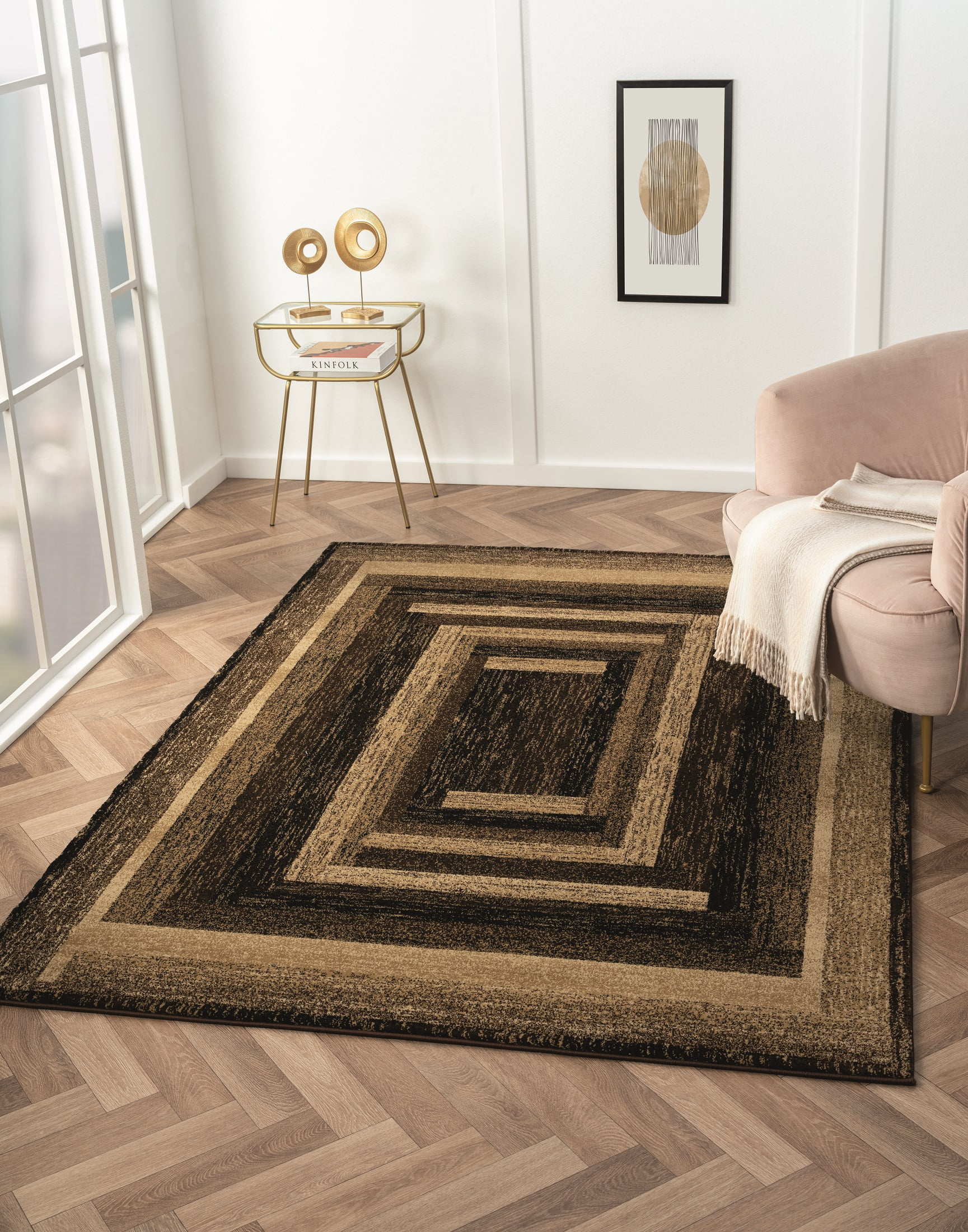 United Weavers Plateau Meadows Transitional Border Area Rug, Brown, 5'3" x 7'2"