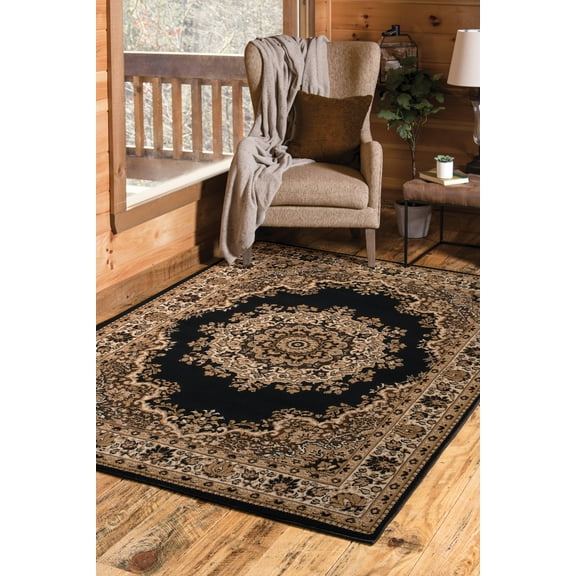 United Weavers Plaza Felicity Accent Rug, Medallion Pattern, Black, 1'11" X 3'3"