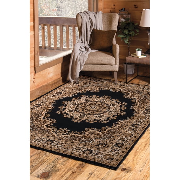 United Weavers Plaza Felicity Area Rug, Medallion Pattern, Black, 7'10" X 10'6"