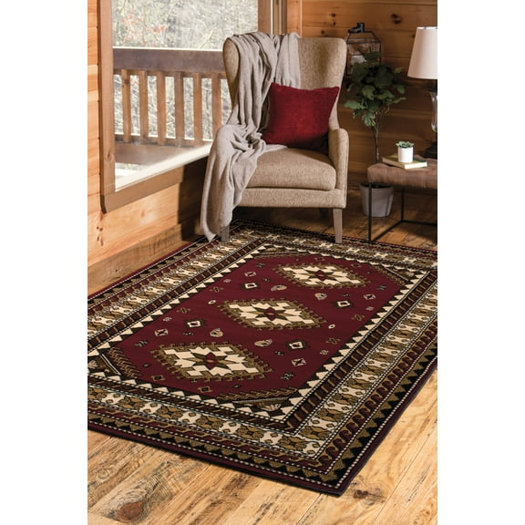 United Weavers Plaza Fleur Area Rug, Bordered Pattern, Burgundy, 5'3" x 7'2"