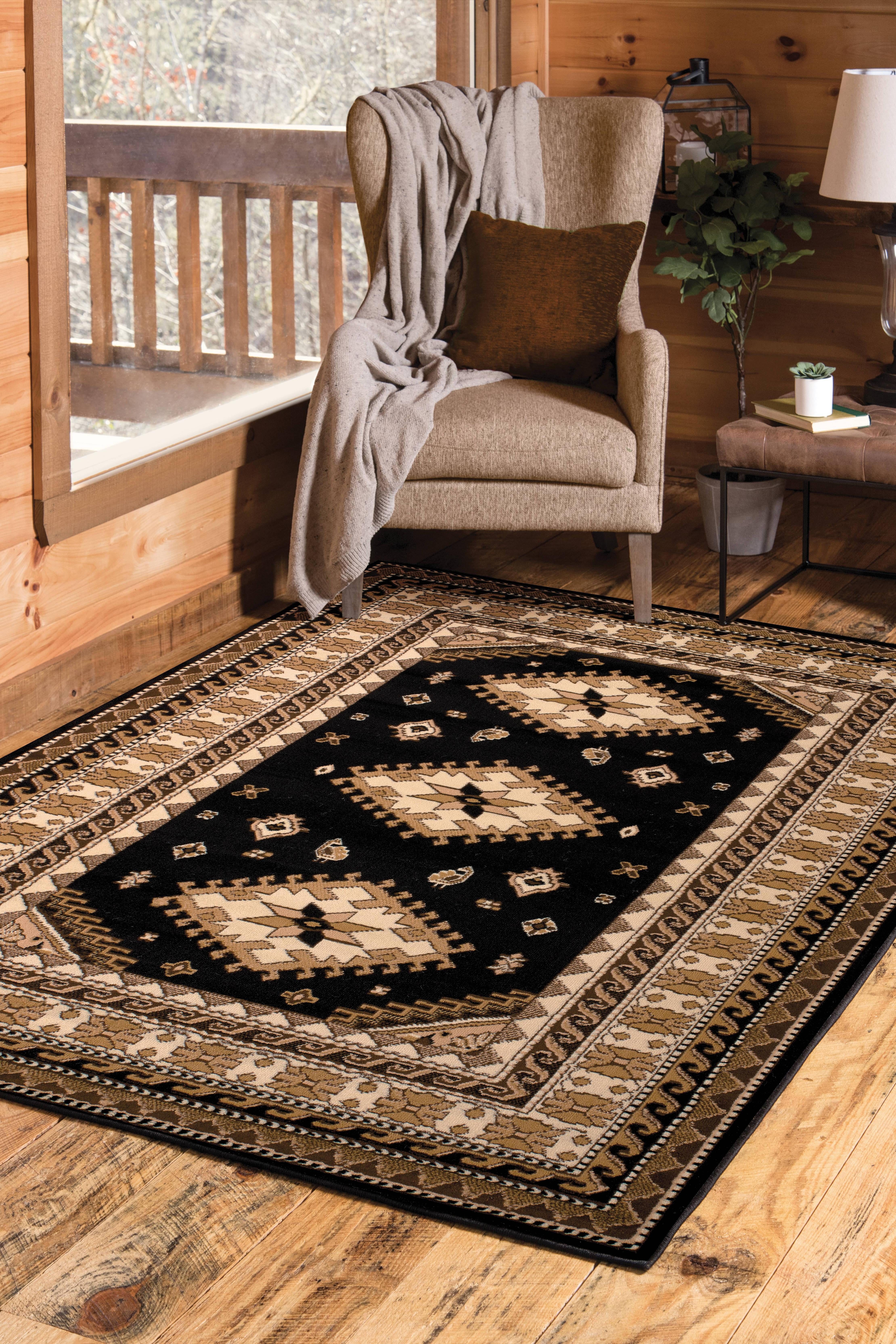 United Weavers Plaza Fleur Runner Rug, Bordered Pattern, Black, 2'3 X 7'2"