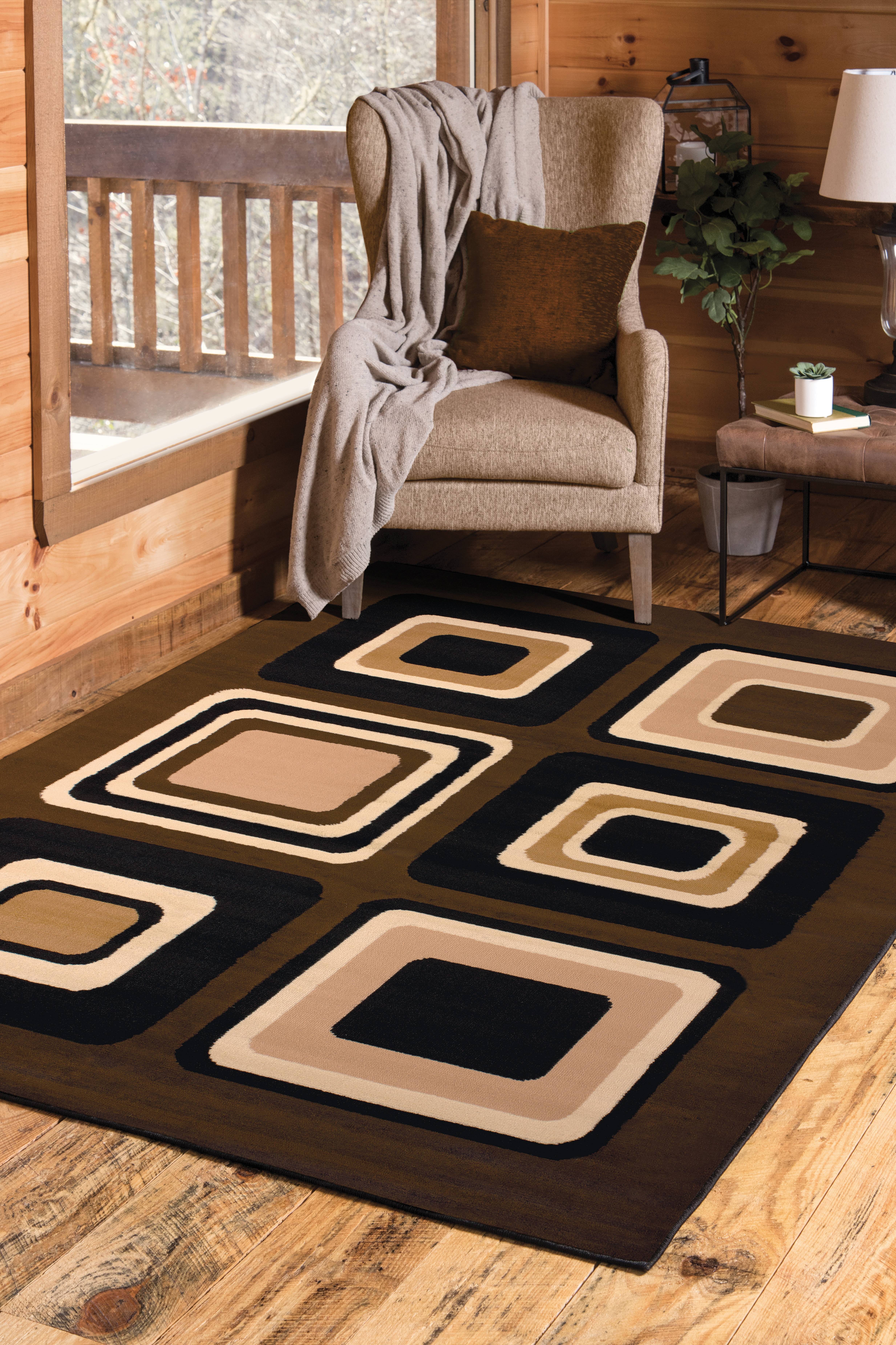 Dallas Geometric Brown Synthetic 8' x 10' Easy-Care Area Rug