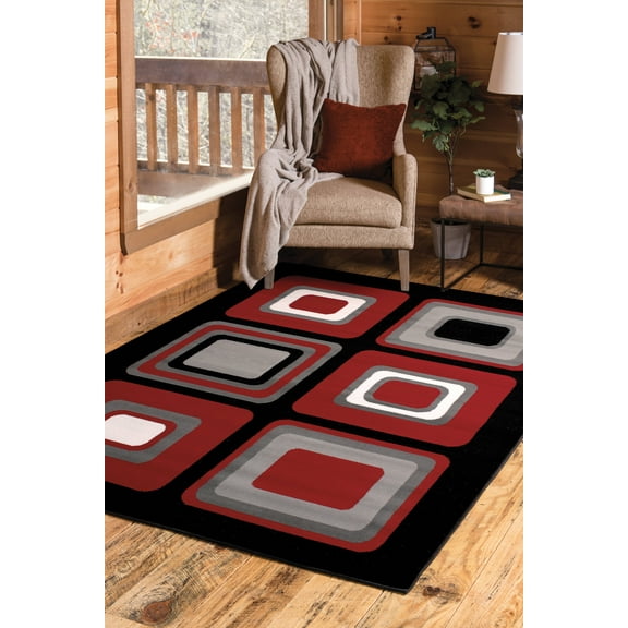 United Weavers Plaza Florence Runner Rug, Geometric Pattern, Red, 2'3 X 7'2"