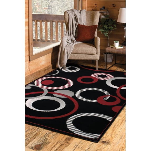 United Weavers Plaza Francoise Runner Rug, Geometric Pattern, Black, 2'3 X 7'2"