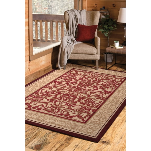 United Weavers Plaza Genevieve Area Rug, Bordered Pattern, Red, 5'3" x 7'2"