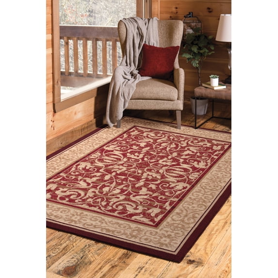 United Weavers Plaza Genevieve Area Rug, Bordered Pattern, Red, 5'3" x 7'2"